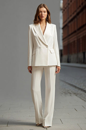 Ivoire 2 pièces à double boutonnage à revers en pointe Costumes d’affaires